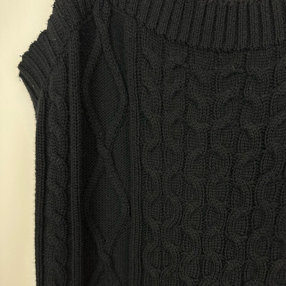 Anthropologie Black Cable Knit Crop Tank Top M - Picture 2 of 6